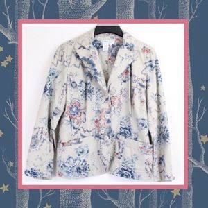 Coldwater Creek Beige Floral Blazer Jacket Petite L PL